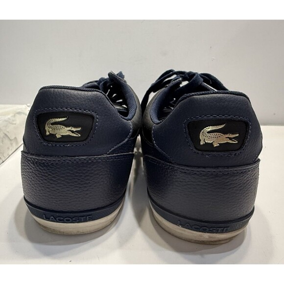 Lacoste Shoes Mens Size 13 Navy Blue Leather Low Top Casual Sneakers Gold Logo main image 9
